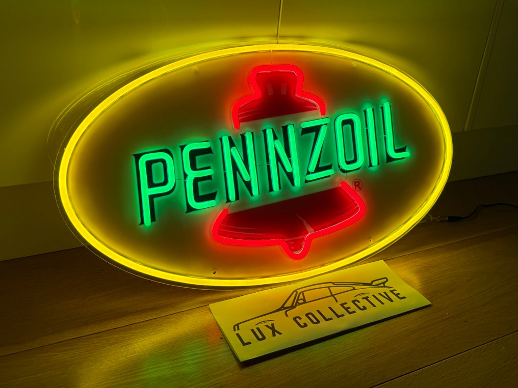 Sign - Pennzoil - Neon Illuminated Lighted Sign Lightbox #2.1