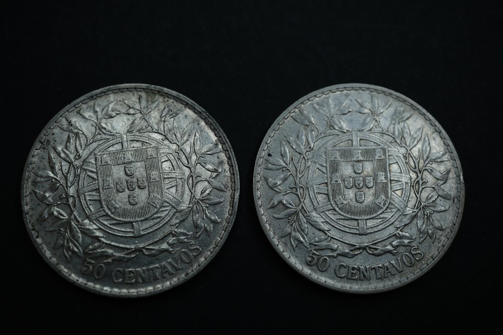 Portugal. Republic. 50 centavos 1913 (2 moedas) (Sem preço de reserva) #1.0