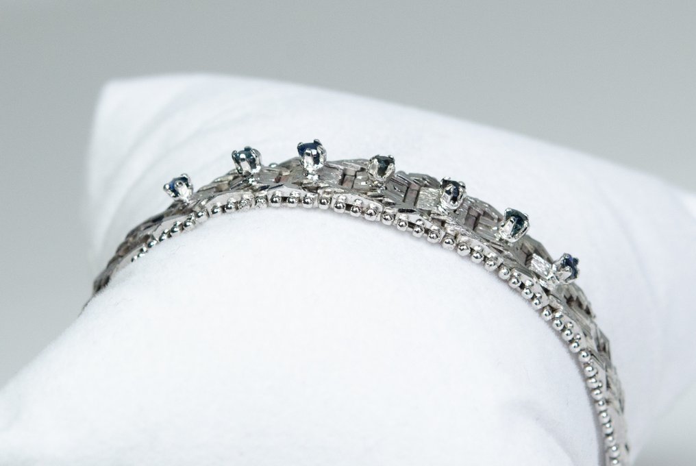 Zonder Minimumprijs - Armband - 835 zilver - 0,50 ct saffier #1.0