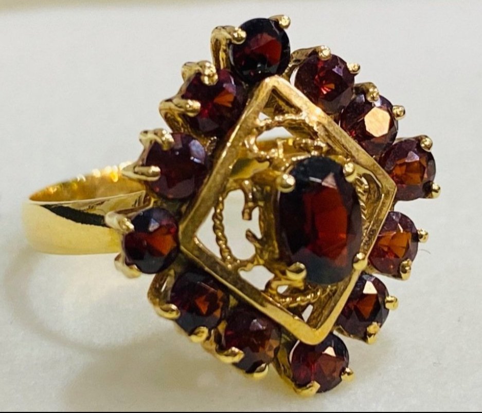 Ring - 18 kt. Yellow gold Garnet - Garnet #1.0