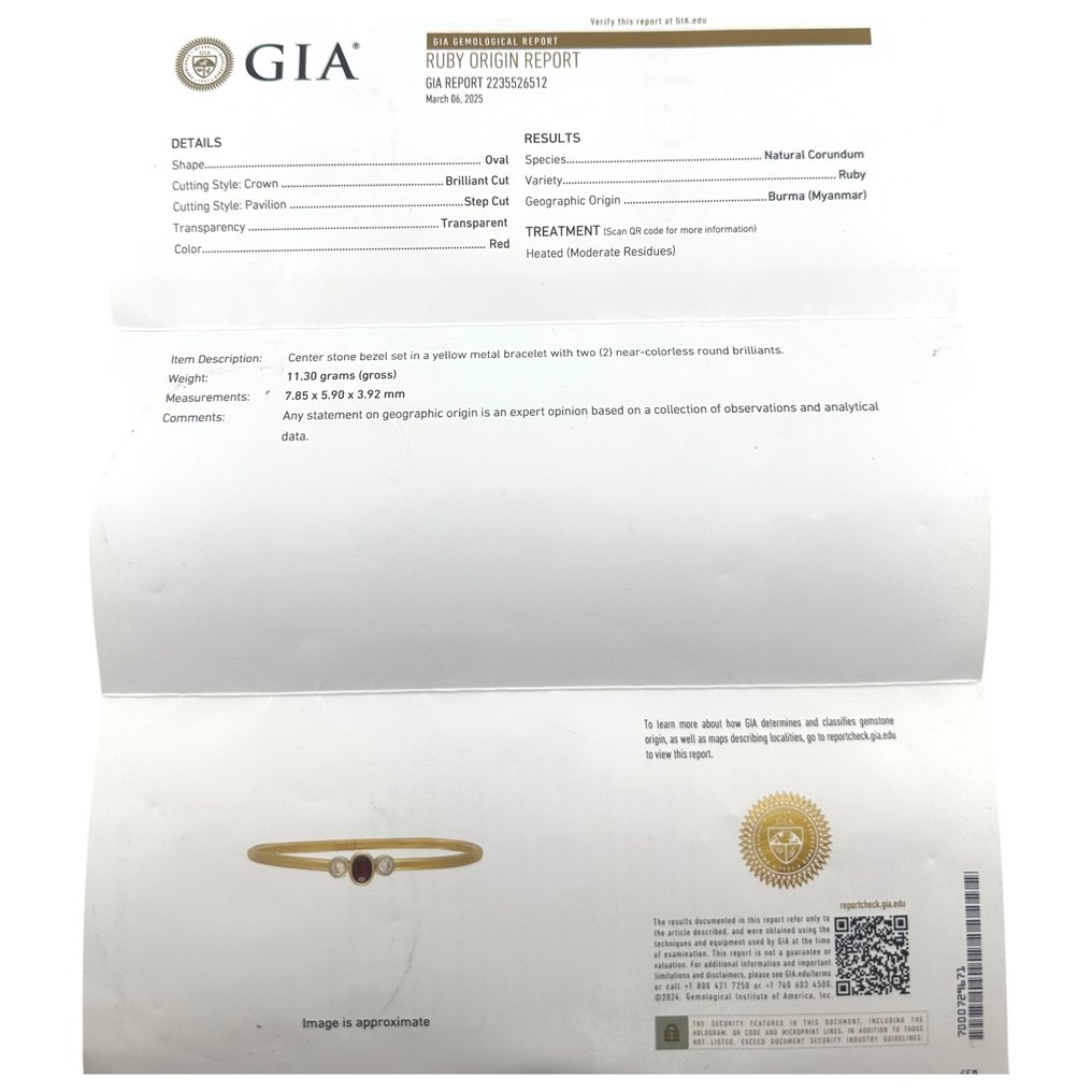 Tiffany & Co. - Βραχιόλι - 18 καράτια Κίτρινο χρυσό, Βραχιόλι από 18K κίτρινο χρυσό με Burma Ruby και διαμάντια σχεδόν χωρίς χρώμα – Πιστοποιημένο από Ρουμπίνι - Διαμάντι #4.3