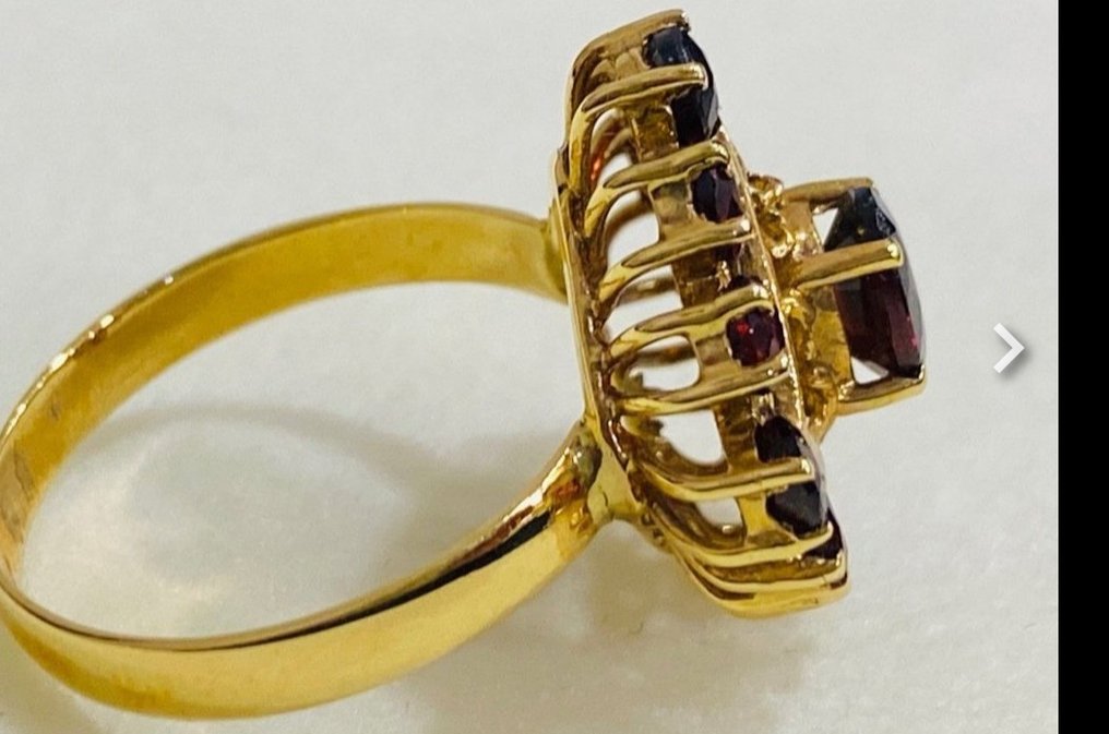 Ring - 18 kt. Yellow gold Garnet - Garnet #3.2
