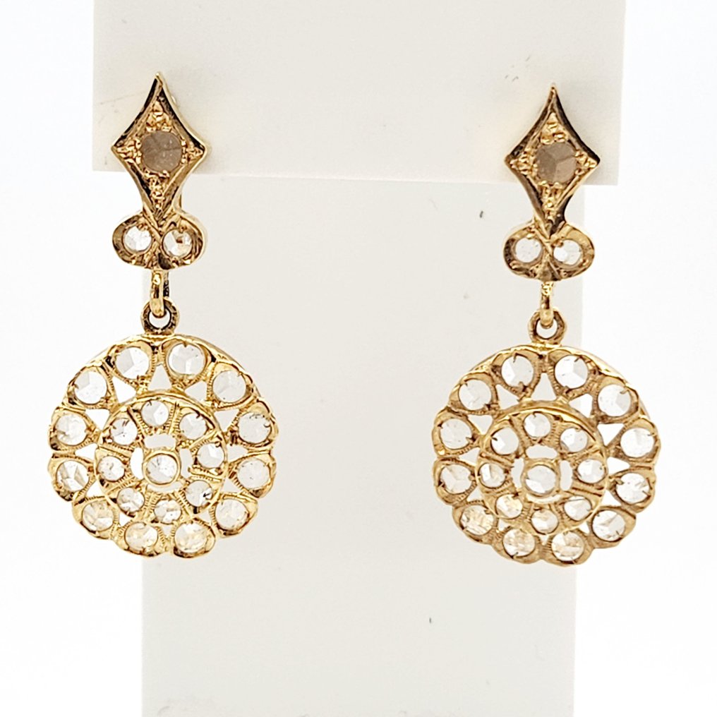 Boucles d'oreilles - 18 carats Or jaune -  1.00ct. tw. Diamant (Naturelle)  #1.0