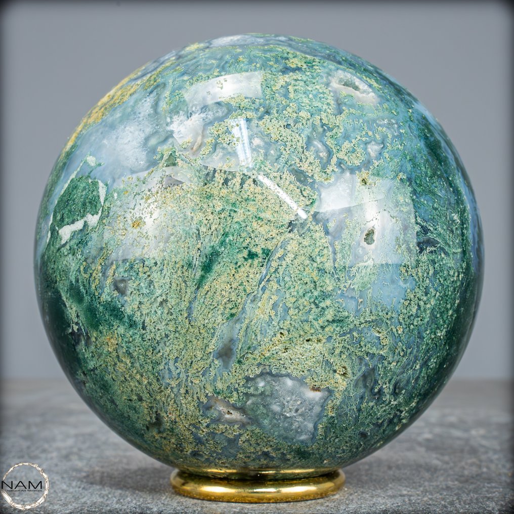 顶级品质天然极具艺术感的苔藓玛瑙 Sphere- 1631.11 g #4.3