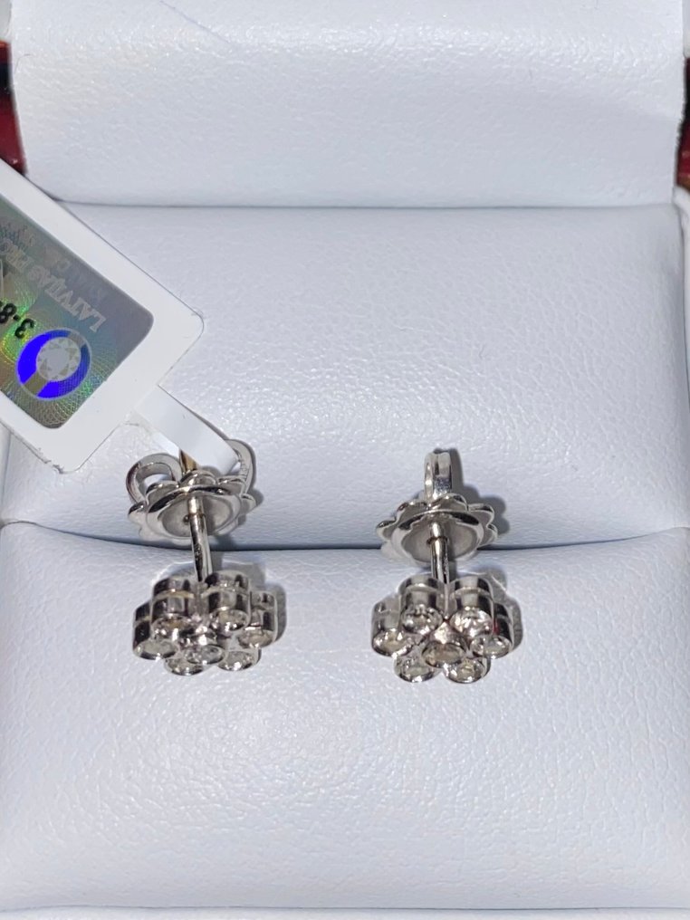 耳环 - 18K包金 白金 -  0.30ct. tw. 钻石 (天然)  - 钻石 #4.3