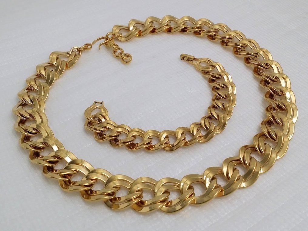 Monet - Kultauksella varustettu kaksoislinkki kaulakoru ja rannekoru - 2-osainen korusetti #4.3