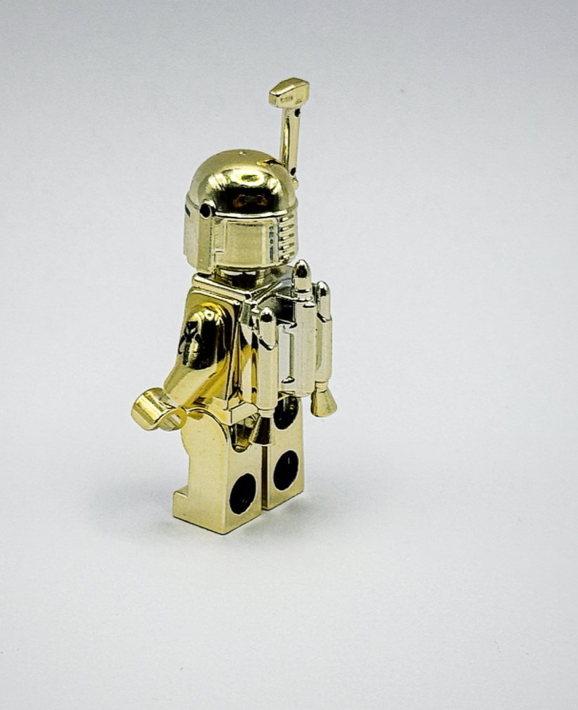 Lego Minifigure - Star Wars - Chrome Gold Plated Jango Fett Mini Figure Star Wars Official Customized Lego Parts!! #1.0