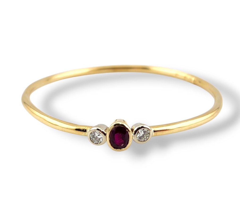 Tiffany & Co. - Βραχιόλι - 18 καράτια Κίτρινο χρυσό, Βραχιόλι από 18K κίτρινο χρυσό με Burma Ruby και διαμάντια σχεδόν χωρίς χρώμα – Πιστοποιημένο από Ρουμπίνι - Διαμάντι #3.2