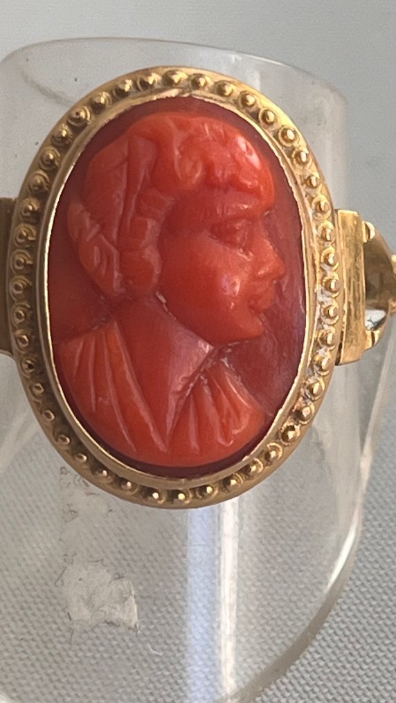 戒指 - 18K包金 黄金 珊瑚 #1.0