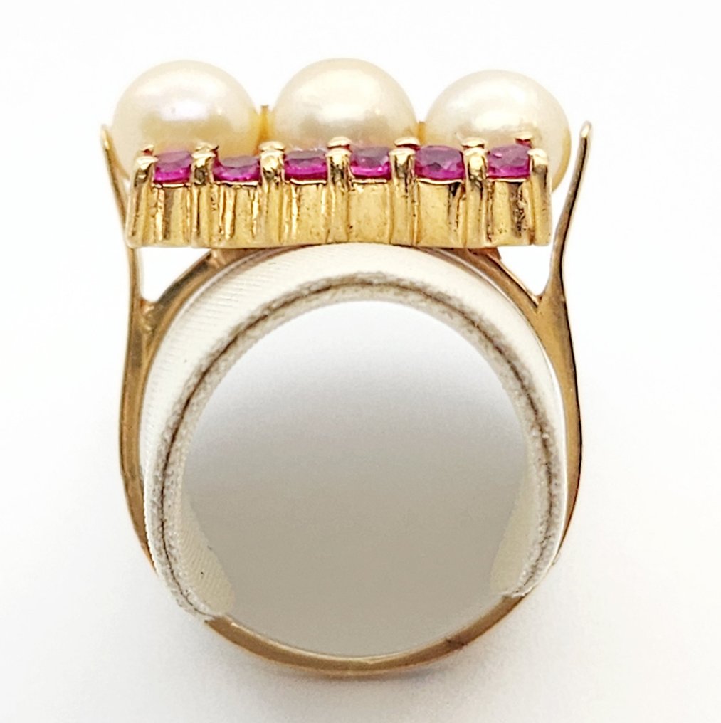 Ring - 18 karat Gull Perle - Rubin #2.1