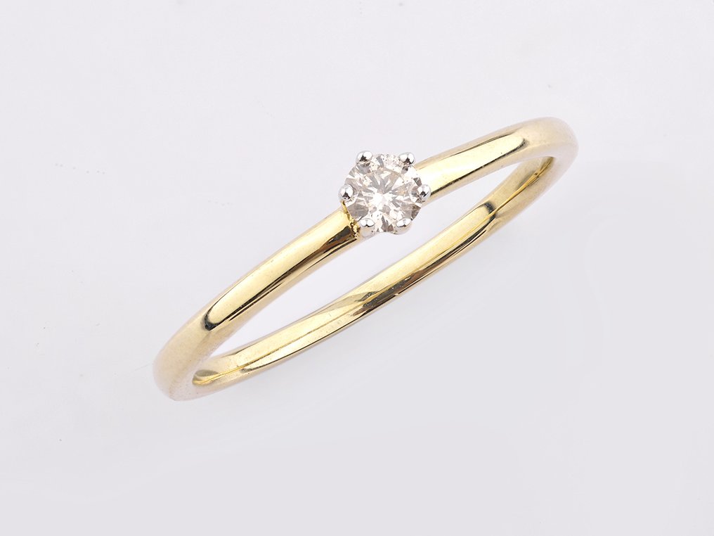 沒有保留價 - 戒指 - 14 克拉 黃金 -  0.12ct. tw. 鉆石 (天然)  #1.0