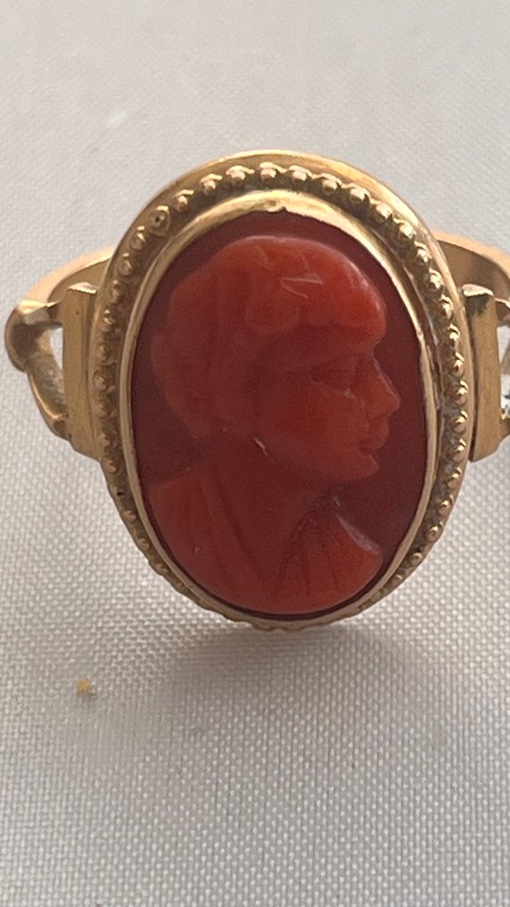 戒指 - 18K包金 黄金 珊瑚 #3.2