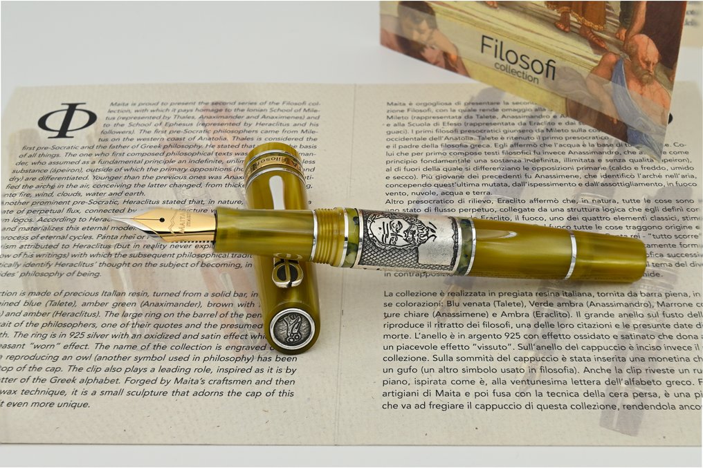 Maita - Collezione Filosofi: Anassimandro | Edizione Limitata a 199 esemplari in resina italiana e argento - Fountain pen #2.1