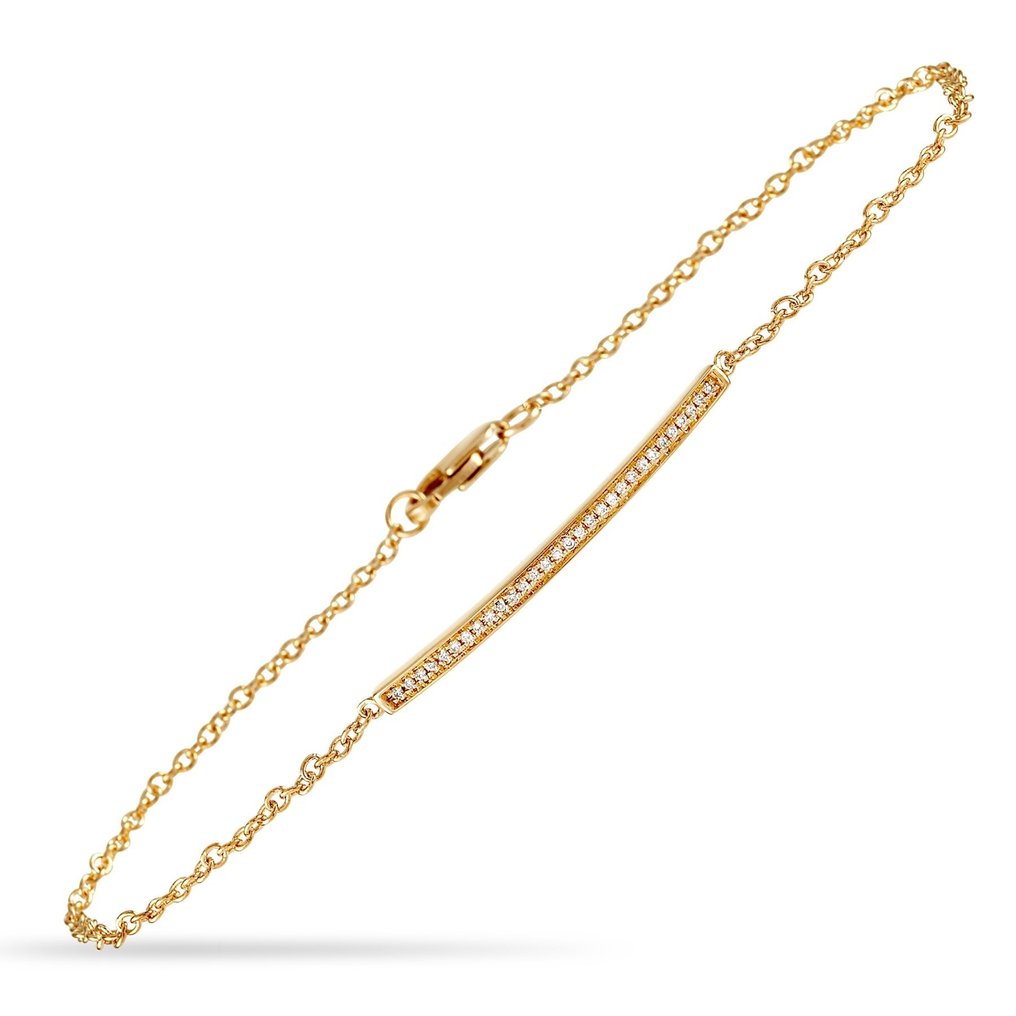 Βραχιόλι - 14 καράτια Ροζ χρυσό, Όμορφο βραχιόλι από 14K κίτρινο χρυσό και διαμάντια. - 0.20ct. tw. Διαμάντι (Φυσικό) #2.1