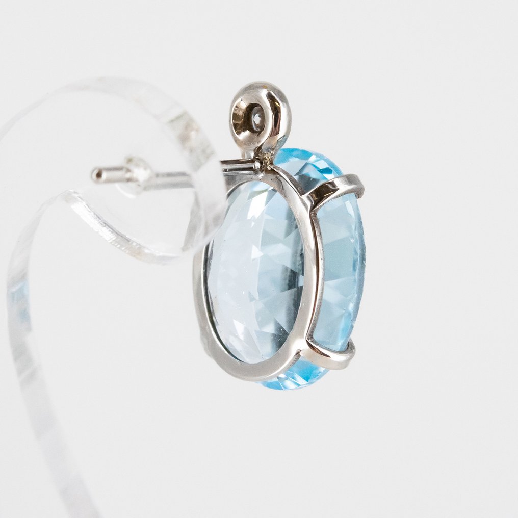 耳环 - 18K包金 白金 黄宝石 - 钻石 #3.2