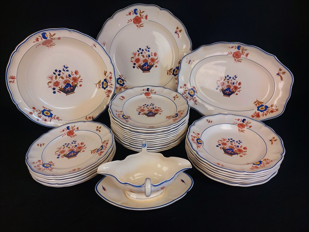 Keller & Guérin Luneville - Serviço de mesa (28) - Delft Van de Roos - Porcelana, Barro - Delft Van de Roos #1.0