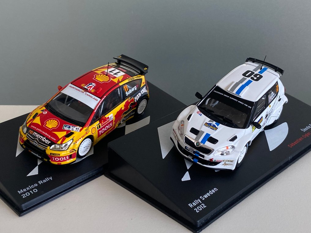 IXO 1:43 - Modelbil (2) - Citroën C4 WRC #11 2nd Mexico Rally 2010 - Solberg/Mills + Skoda Fabia S2000 #60 11st Rally Sweden - Begrænsede udgaver og udsolgt. #1.0