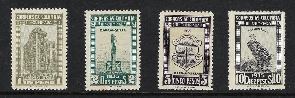 哥倫比亞 1935 - 巴兰基亚奥运会已设定。 - Yvert N. 274/289 #4.3