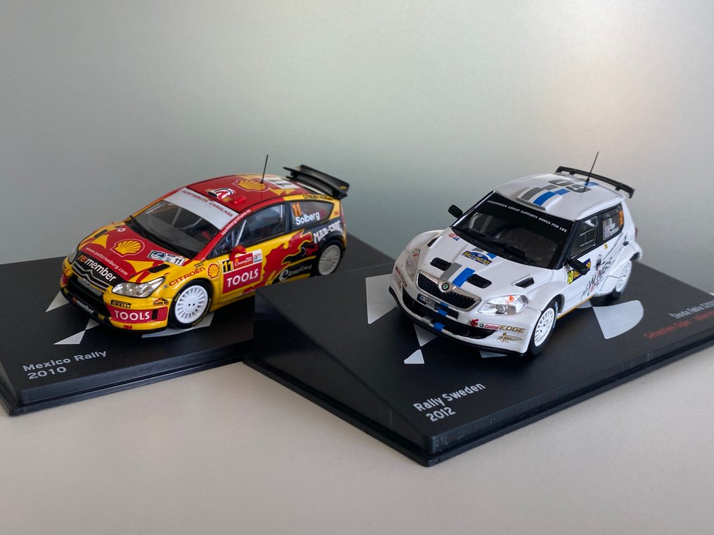 IXO 1:43 - Modelbil (2) - Citroën C4 WRC #11 2nd Mexico Rally 2010 - Solberg/Mills + Skoda Fabia S2000 #60 11st Rally Sweden - Begrænsede udgaver og udsolgt. #3.2