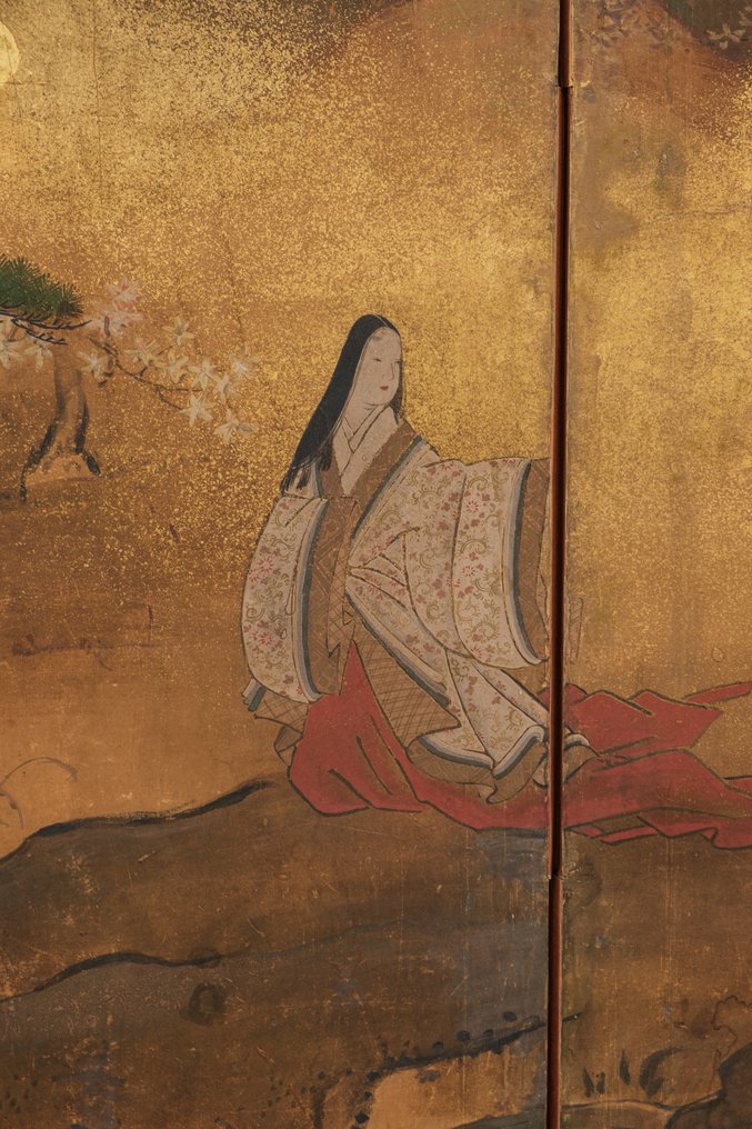 Byôbu 屏风（折叠屏风） - 金箔、木材、丝绸、纸张 - 日本 - 江户早中期（17世纪） #2.1