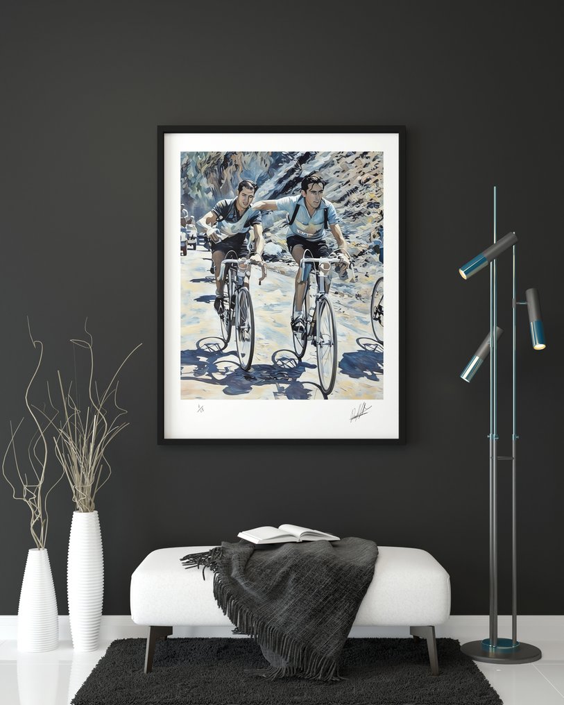 Artist Raffaele De Leo - Fausto Coppi e bartali  2025 - limited edition -/30 Giclèe - Pantani New versione - 2025 - Artwork  #1.0