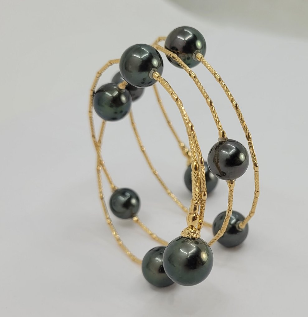 手镯 - 18K包金 黄金 - 塔希提珍珠 #4.3