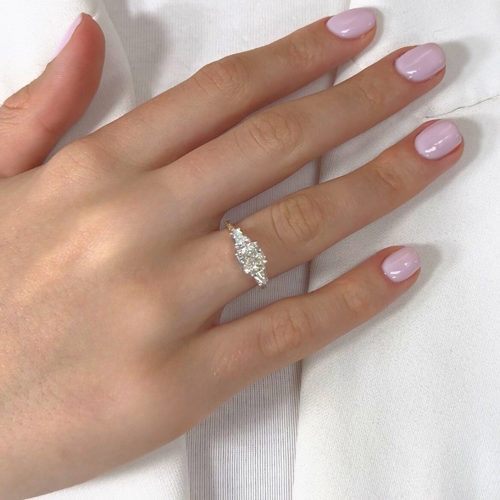 Δαχτυλίδι - 18 καράτια Κίτρινο χρυσό, Λευκός χρυσός - 2.16ct. tw. Διαμάντι (Φυσικό) - Διαμάντι #3.2