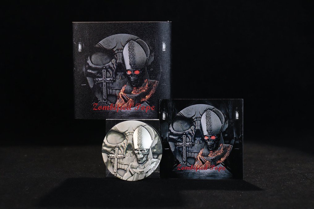 Cameroon. 2000 Francs 2025 Zombified Pope Glow in the Dark 2 Oz, (.999) #4.3