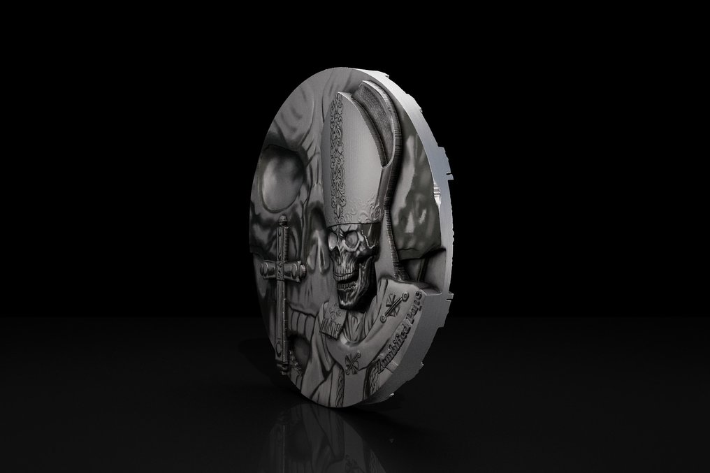 Cameroon. 2000 Francs 2025 Zombified Pope Glow in the Dark 2 Oz, (.999) #2.1