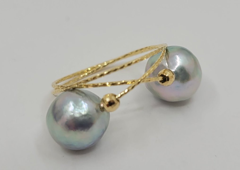 戒指 - 18 克拉 黃金 - 8毫米 Akoya 珍珠 #3.2