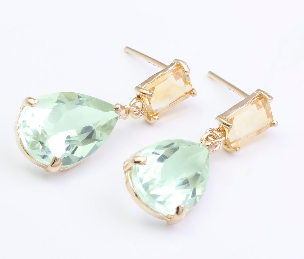 Sans Prix de Réserve - Boucles d'oreilles - 14 carats Or jaune Quartz - Citrine #1.0