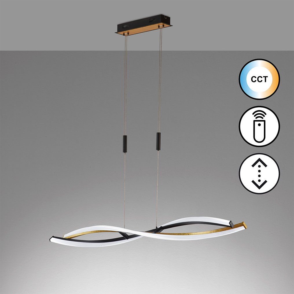 Fischer & Honsel - Lampada da soffitto a sospensione - Torcido - Nero/Oro - Metallo #4.3