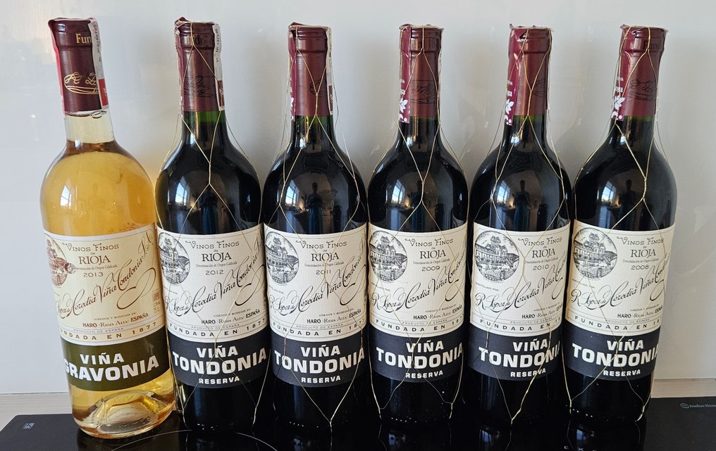 2008, 2009, 2010, 2011 & 2012 R. López de Heredia, Viña Tondonia Tinto Reserva & 2013 Viña Gravonia - Rioja - 6 Pullot (0.7 L) #1.0