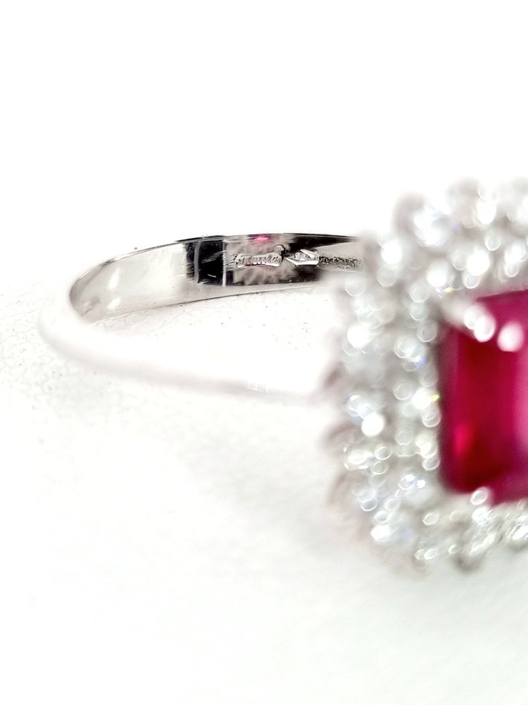 Ring - 18 kt. White gold Ruby - Diamond #4.3