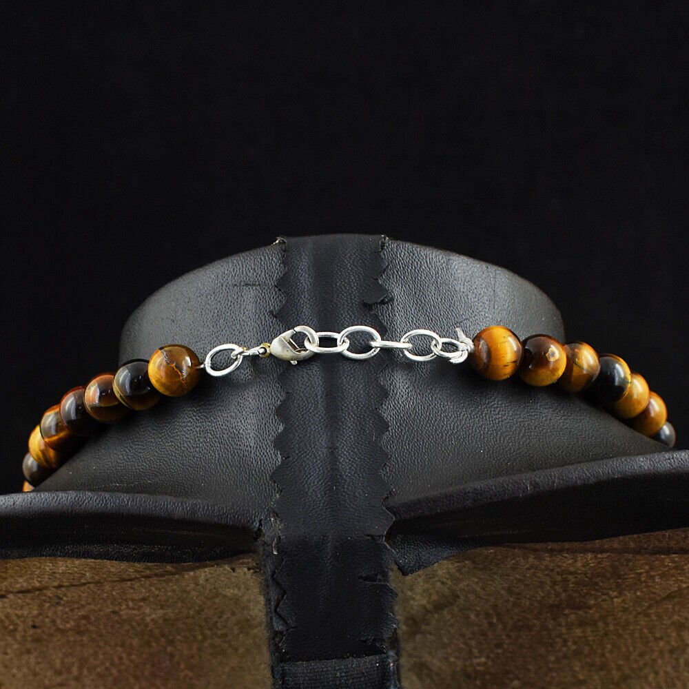 Really nice necklace handmade great quality natural tiger eyes round beads - 263 Cts. Polished- 52.6 g - (1) #2.1