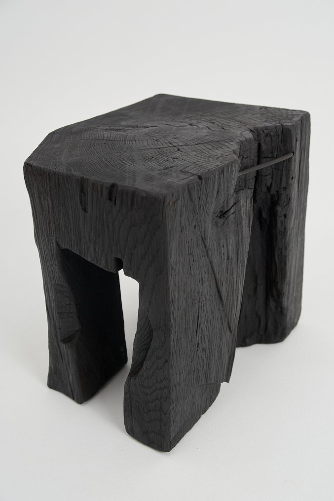 Logniture - Table d'appoint - Grande table d'appoint, style japonais, sculptée à la tronçonneuse. - Chêne #3.2