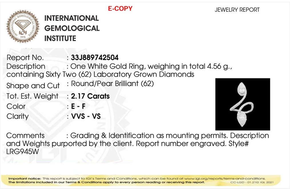 訂婚戒指 - 14 克拉 白金 - 2.17ct. tw. 鉆石 (實驗室培育) - 鉆石 - 设计师订婚戒指 #1.0