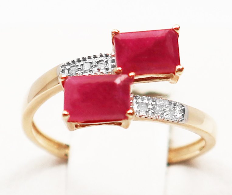 χωρίς τιμή ασφαλείας - Δαχτυλίδι - 14 καράτια Κίτρινο χρυσό Ρουμπίνι - Διαμάντι #1.0