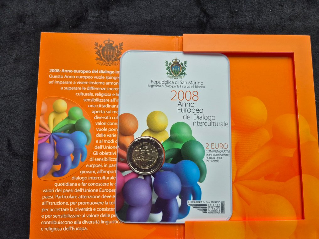San Marino. 2 Euro 2008/2009 "Dialoguo Interculturale" + "Creatività e Innovazione" (2 stuks) (Zonder Minimumprijs) #2.1