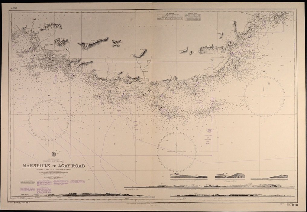 6 Nautical, Maritime charts with land views - Mediterranean and Red Sea; British Admiralty - zeekaart, zee kaart - 1858/1954 #4.3