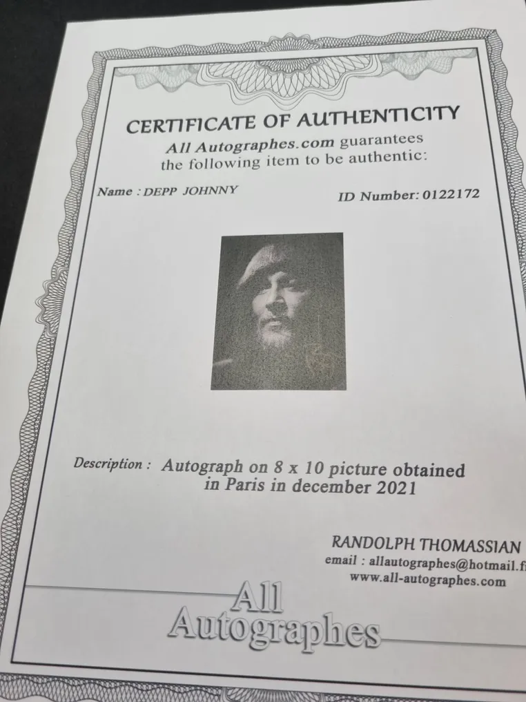 Minimata, Johnny Depp - Signed in Person - with Certificate - Autograph, Photo, Framed #4.3
