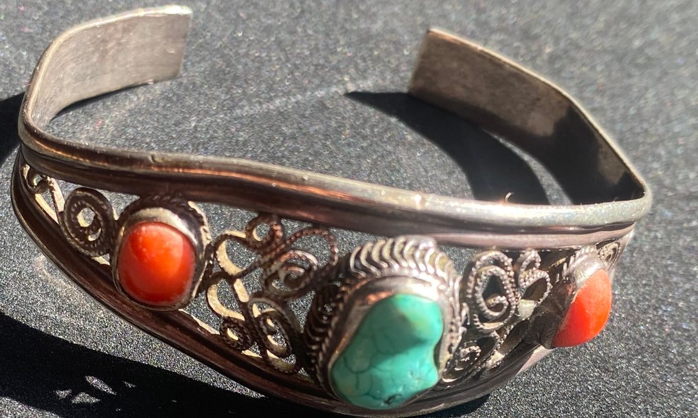 Coral - Argint - Brățară - Brățări Mongolia #4.3