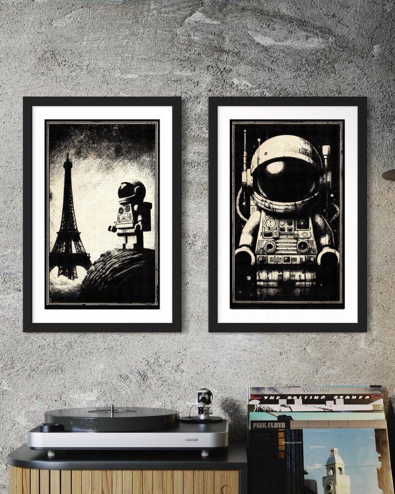 Æ (XX-XXI) - 2 x mixed media artworks - Lego Space - Signed, numbered & CoA #1.0