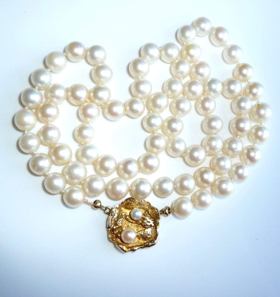 项链 - 14K包金 黄金 珍珠 - 创造性的金色城堡 #1.0