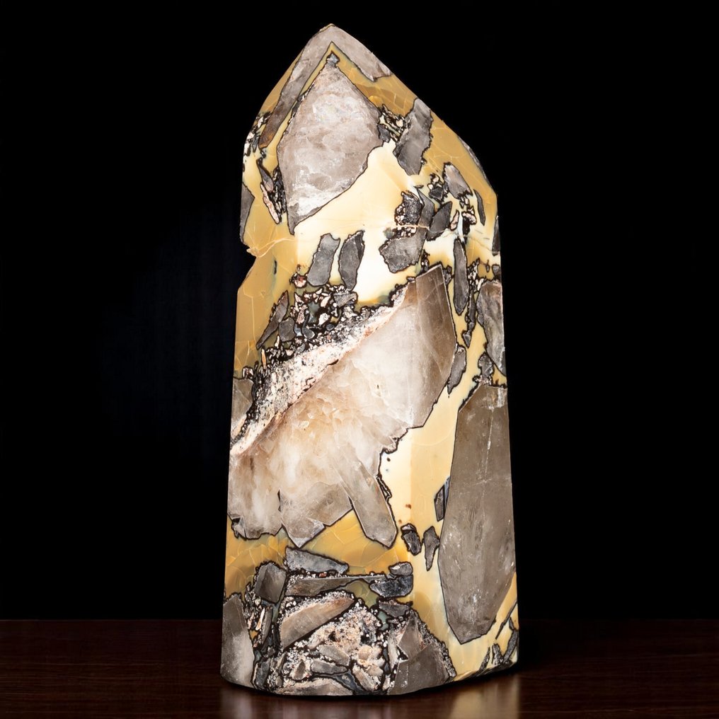 Special quartz point with natural yellow inclusions - Height: 125 mm - Width: 65 mm- 522 g #3.2