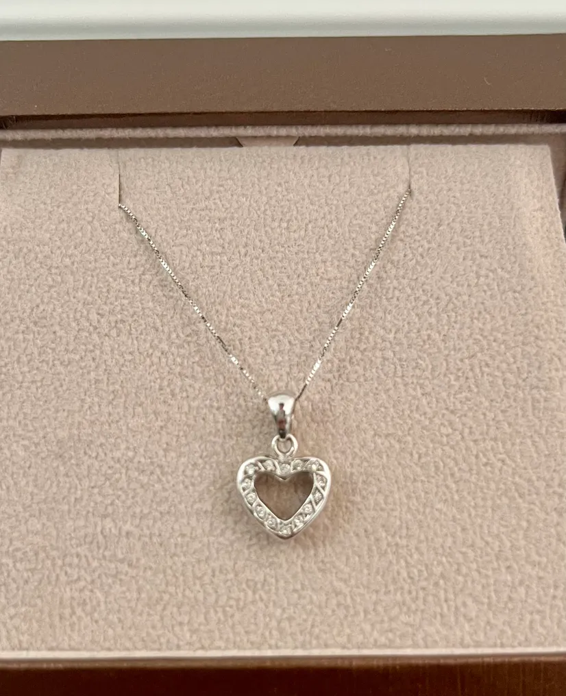 DD Gioielli - Halskæde med vedhæng - 18 kraat Hvidguld -  0.24ct. tw. Diamant (Natur) - Hjertevedhæng #1.0
