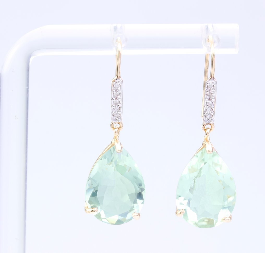 没有保留价 - 耳环 - 14K包金 黄金 紫水晶 - 钻石 #1.0