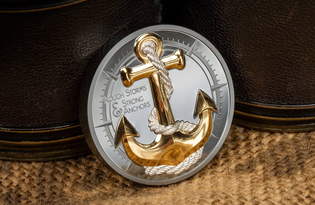 Cook-szigetek. 10 Dollars 2025 Anchor Rough Storms Journey 2 Oz, (.999) #1.0
