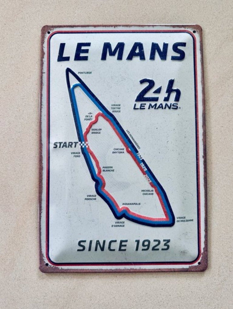 Le Mans - Πλάκα - Le Mans 24 ώρες - Διαφήμιση πινακίδας από ατσάλι - Γκαράζ Automobilia - Μέταλλο #1.0