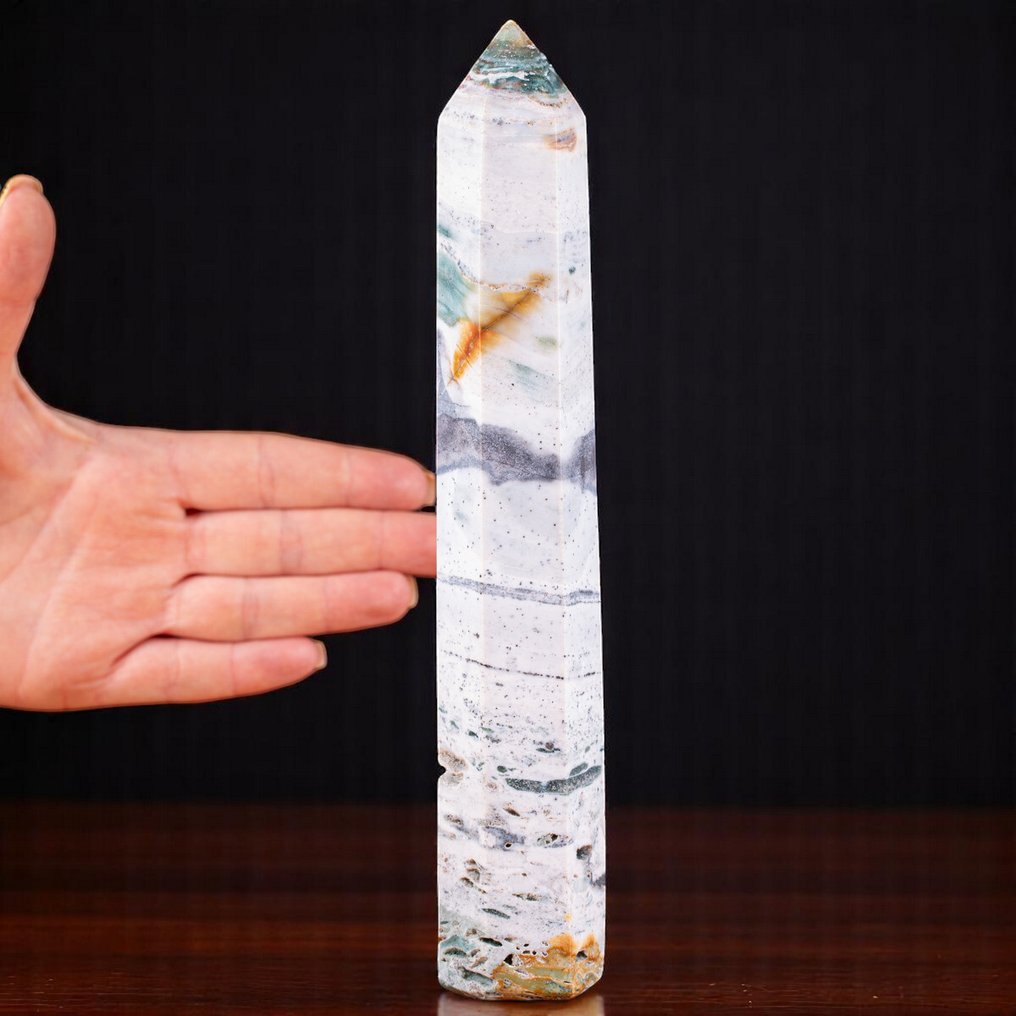 Polished Wave Jasper Obelisk – Madagascar - Høyde: 230 mm - Bredde: 40 mm- 526 g #2.1